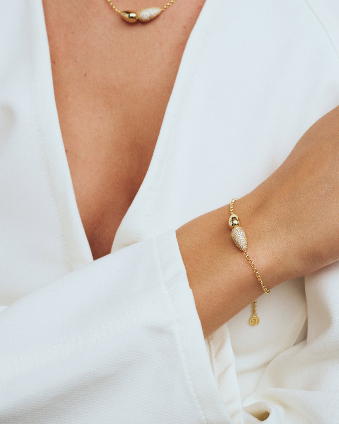 GOCCIA DUE 18k Gold Plated bracelet with white zirconia Stones