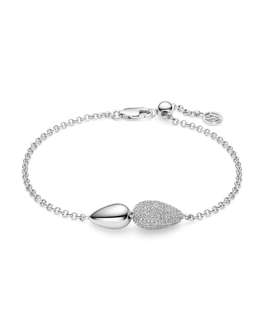GOCCIA DUE 925 sterling silver chain bracelet with white zirconia stones