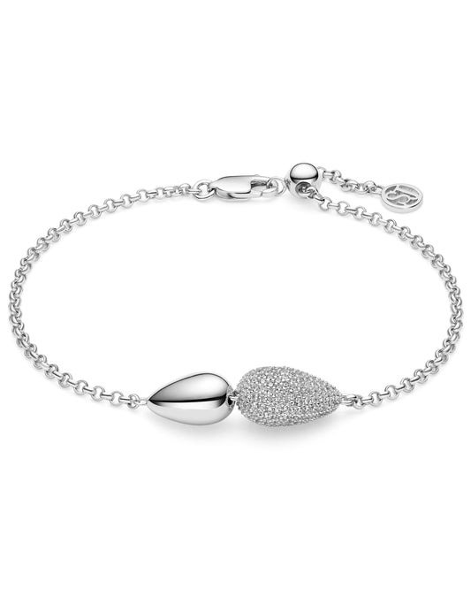 GOCCIA DUE 925 sterling silver chain bracelet with white zirconia stones