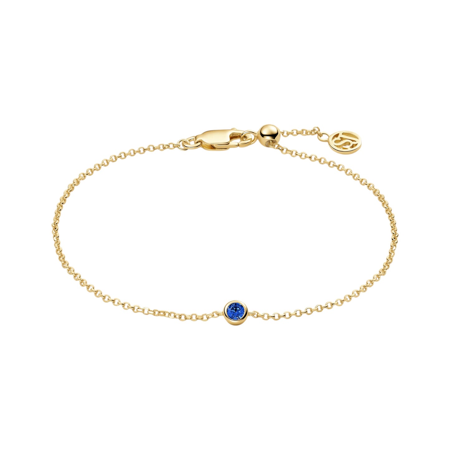 SARZANA UNO Rhodium Plated Sterling Silver BRACELET with Blue zirconia