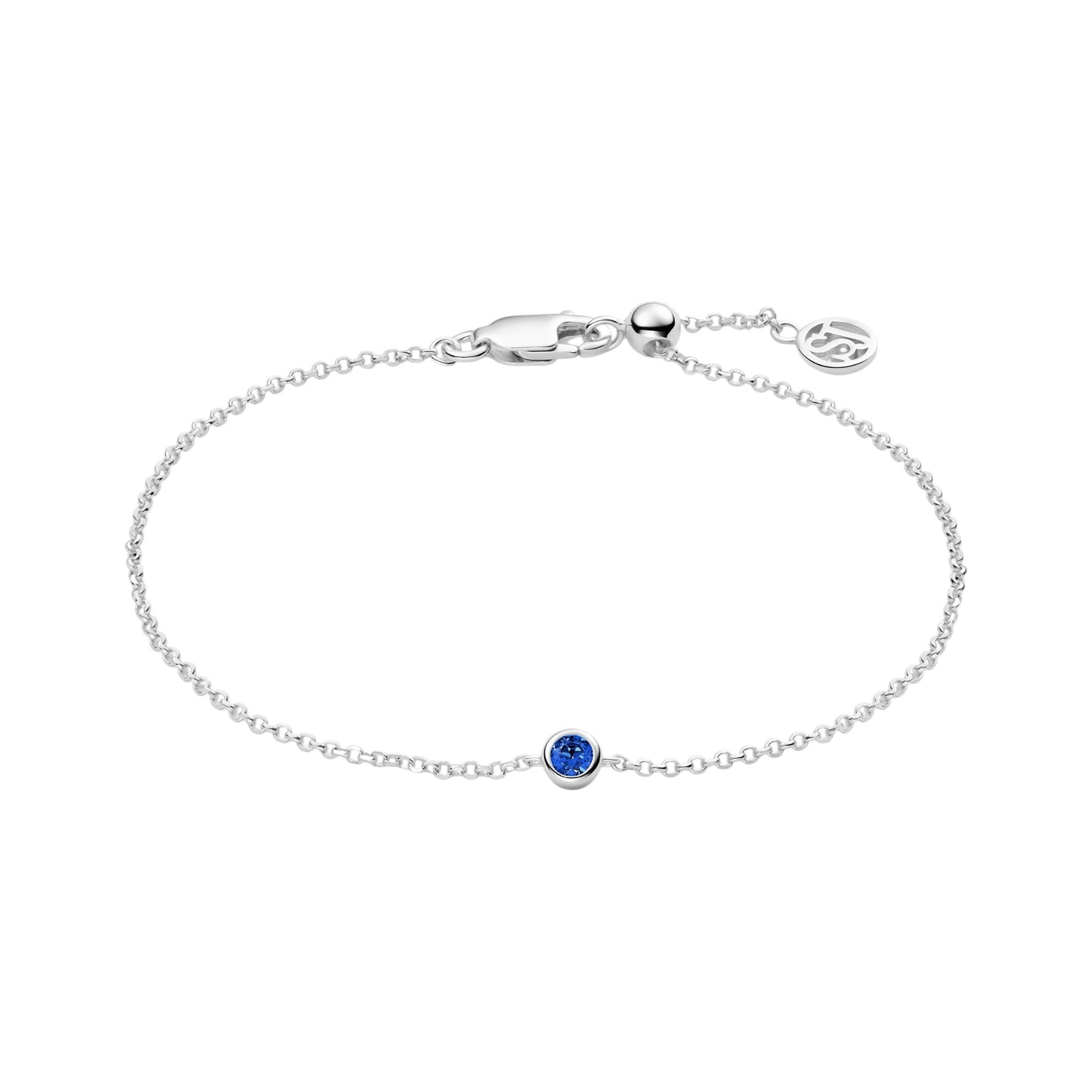 SARZANA UNO Rhodium Plated Sterling Silver BRACELET with Blue zirconia