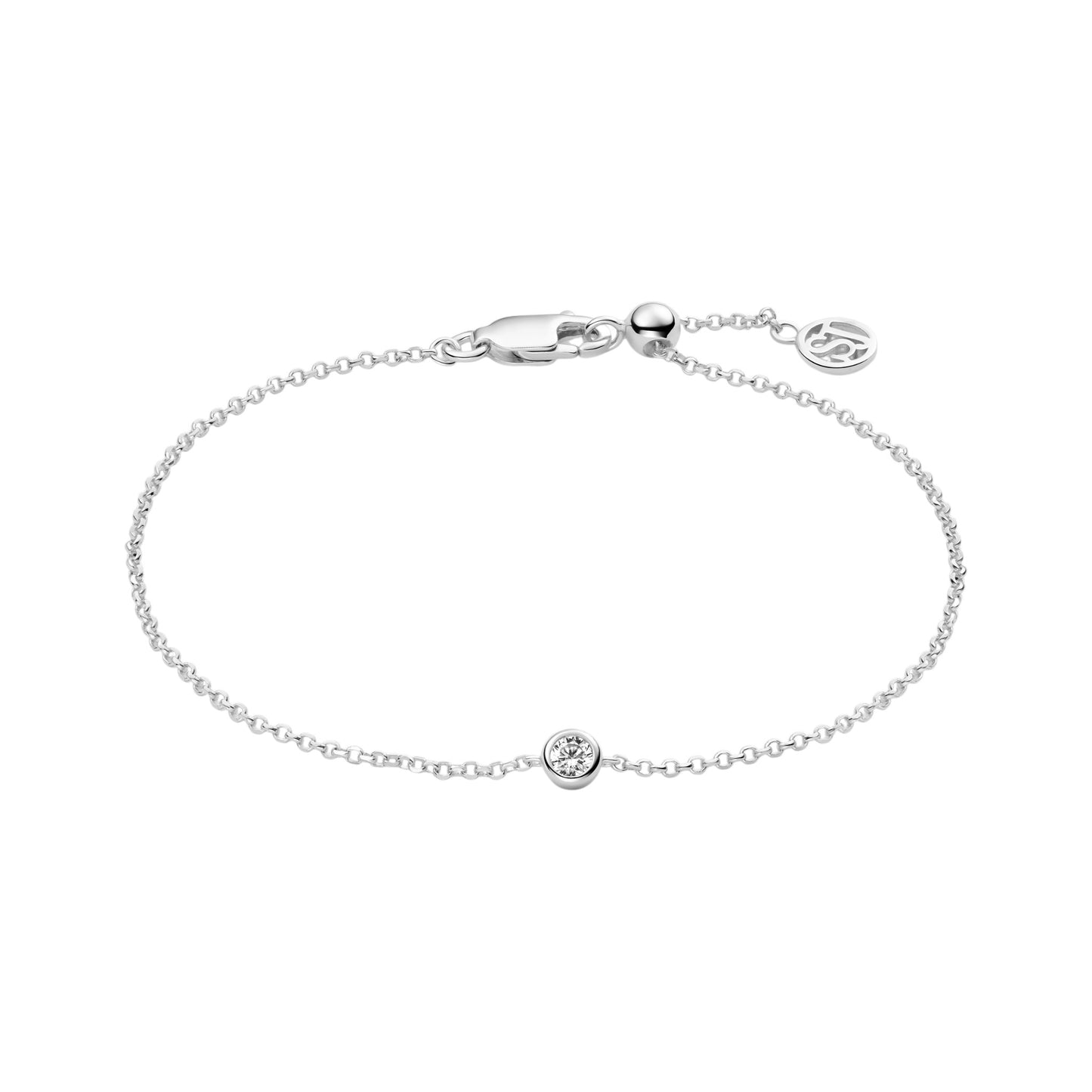 SARZANA UNO Rhodium Plated Sterling Silver BRACELET with White zirconia