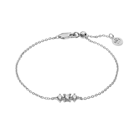 LUCENTE TRE Rhodium Plated Sterling Silver BRACELET with White zirconia