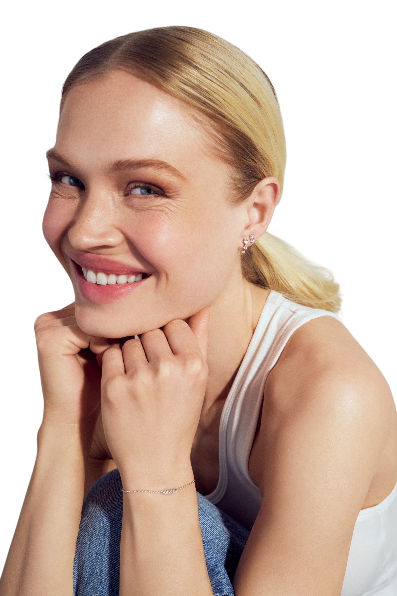 LUCENTE TRE Rhodium Plated Sterling Silver BRACELET with White zirconia