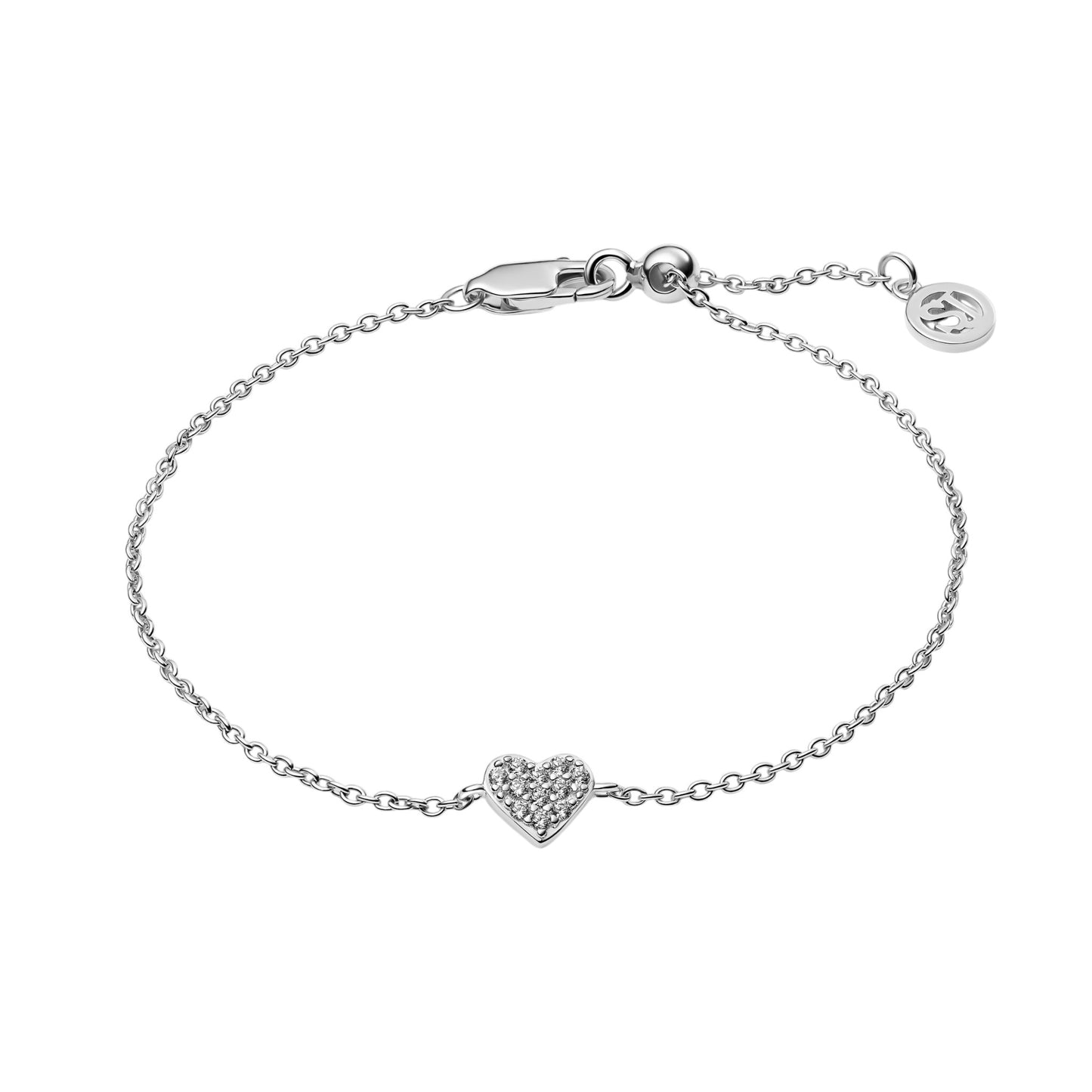 CUORE Rhodium Plated Sterling Silver BRACELET with White zirconia