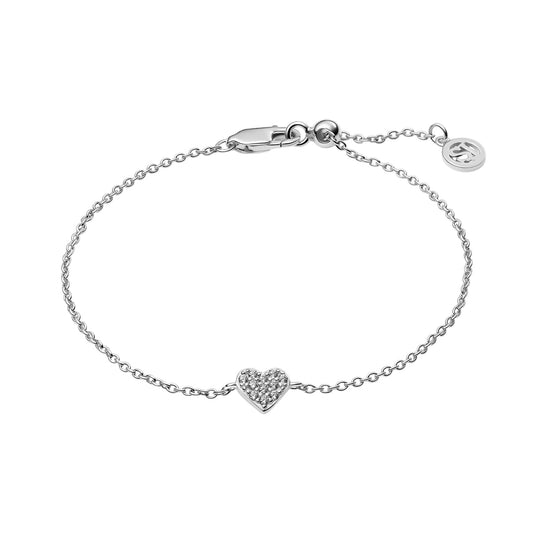 CUORE Rhodium Plated Sterling Silver BRACELET with White zirconia