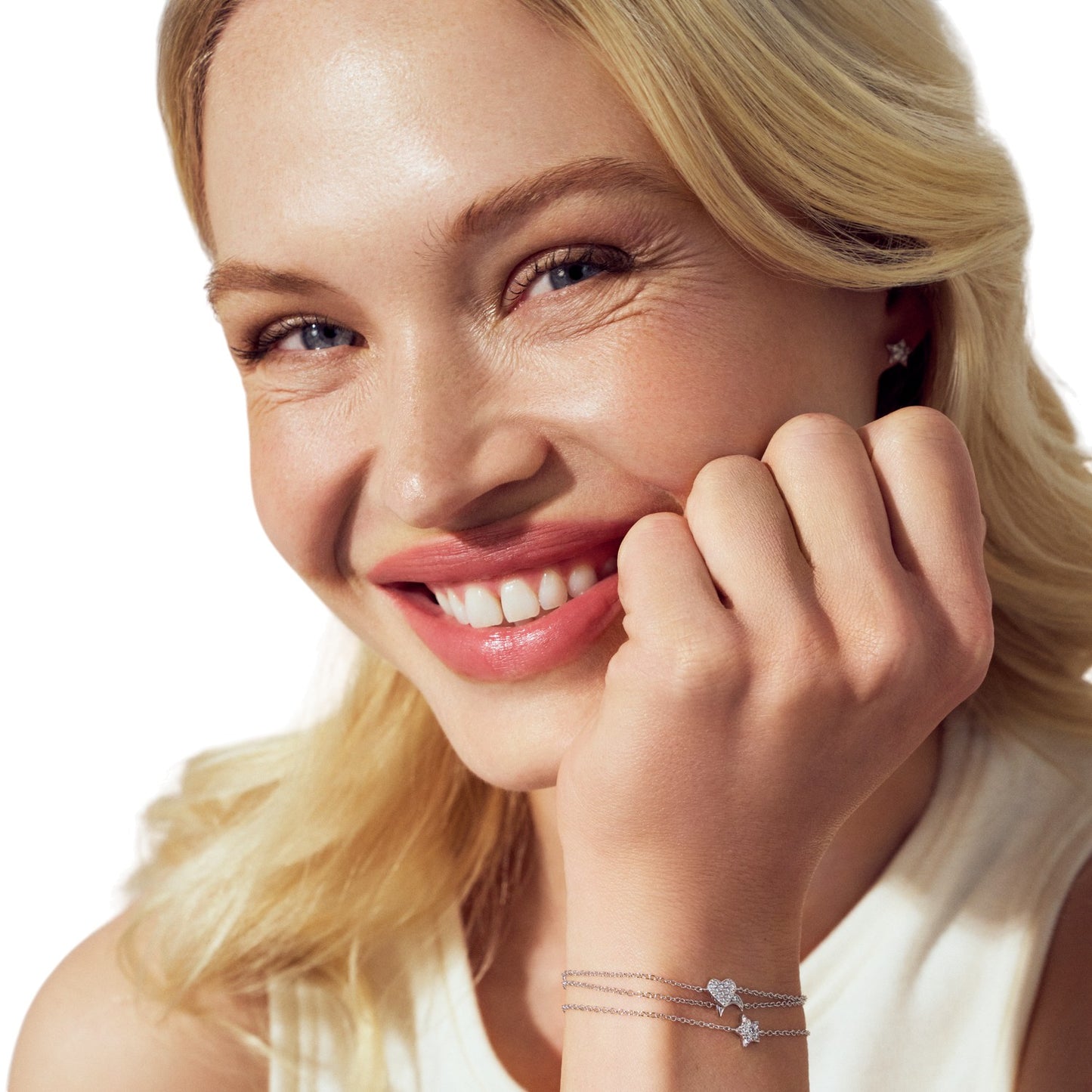 CUORE Rhodium Plated Sterling Silver BRACELET with White zirconia