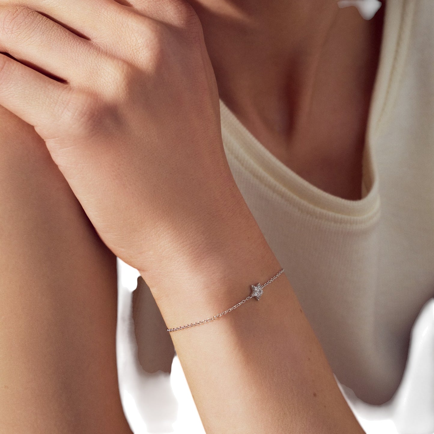 ASTRI Rhodium Plated Sterling Silver BRACELET with White zirconia