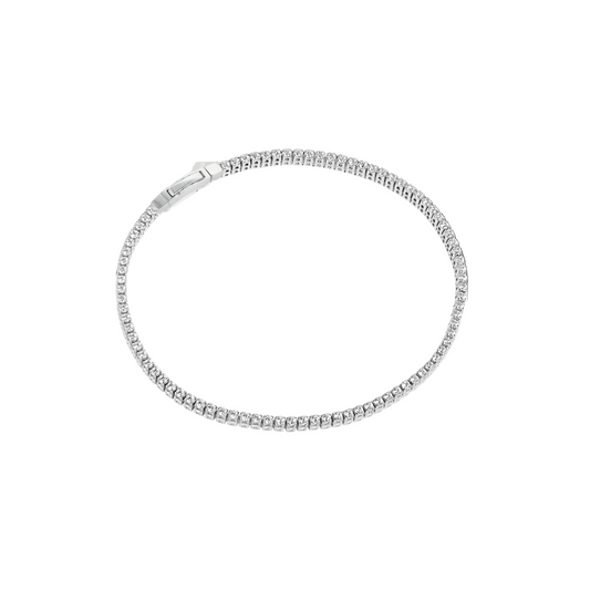 ELLERA 925 Sterling Silver Oval Bracelet with White Zirconia Stones