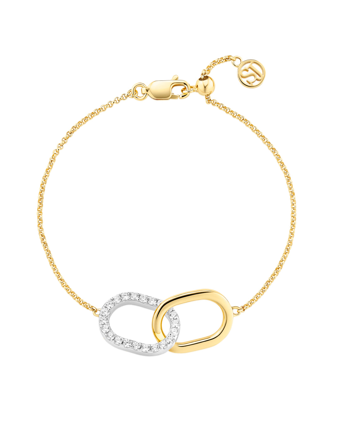 CAPIZZI DUE PICCOLO 18k gold plated Infinity Charm Bracelet with White zirconia Stones