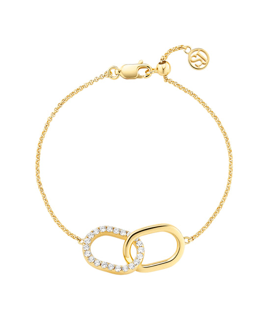 CAPIZZI DUE PICCOLO 18k gold plated Infinity Charm Bracelet with White zirconia Stones