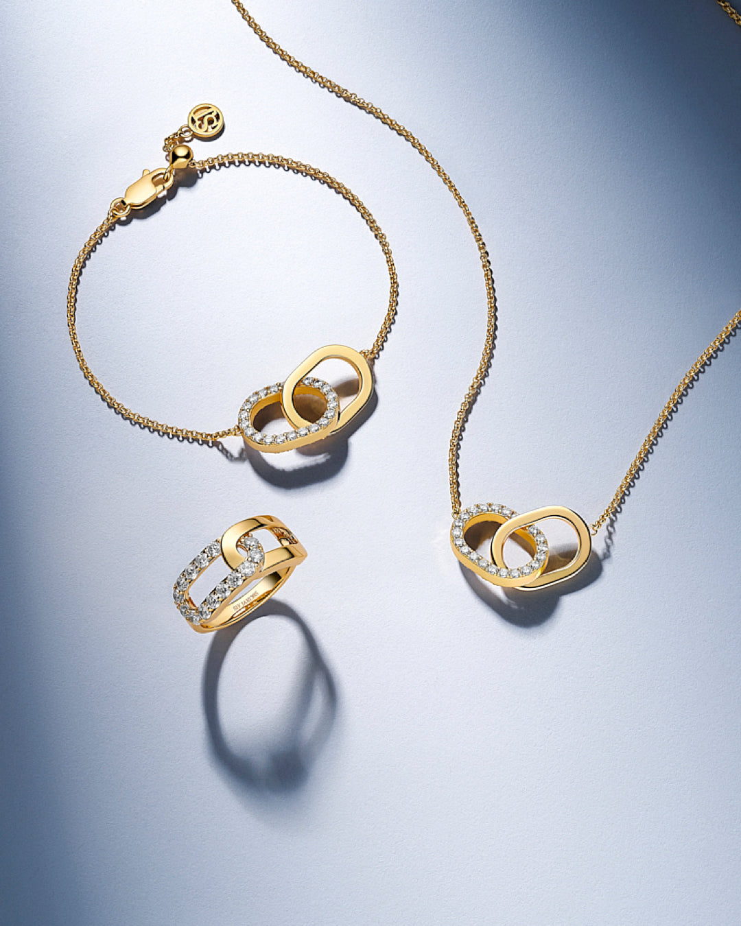 CAPIZZI DUE PICCOLO 18k gold plated Infinity Charm Bracelet with White zirconia Stones