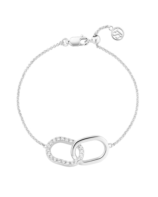 CAPIZZI DUE PICCOLO 925 Sterling Silver Infinity Charm Bracelet with White zirconia Stones
