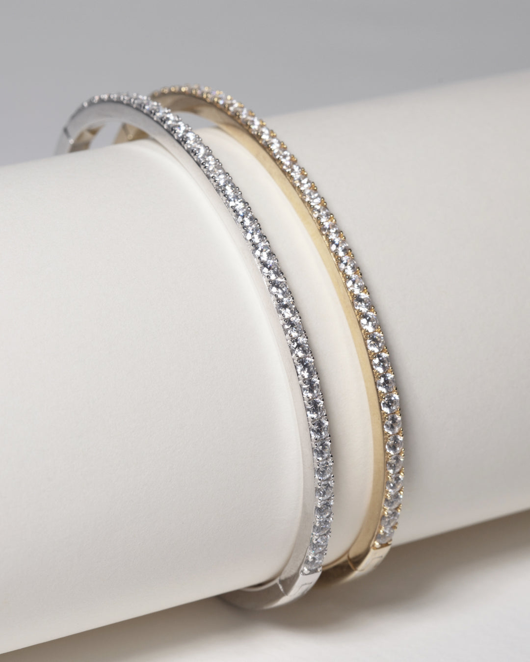 ELLISSE 18K Gold Plated Bangle with White zirconia Stones