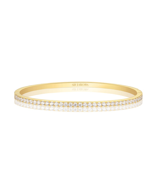 ELLISSE 18K Gold Plated Bangle with White zirconia Stones