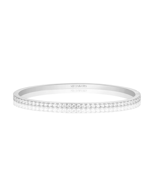 ELLISSE 925 Sterling Silver Bangle with White zirconia Stones