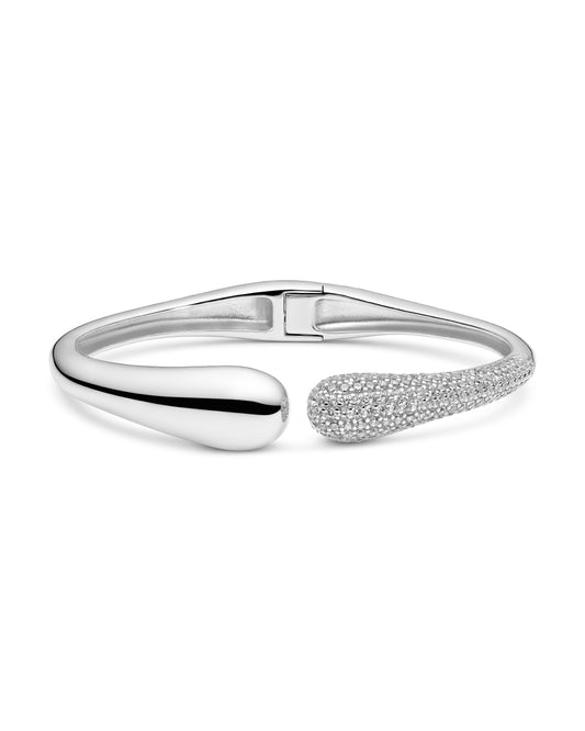 GOCCIA 925 Sterling Silver Bangle with White zirconia Stones