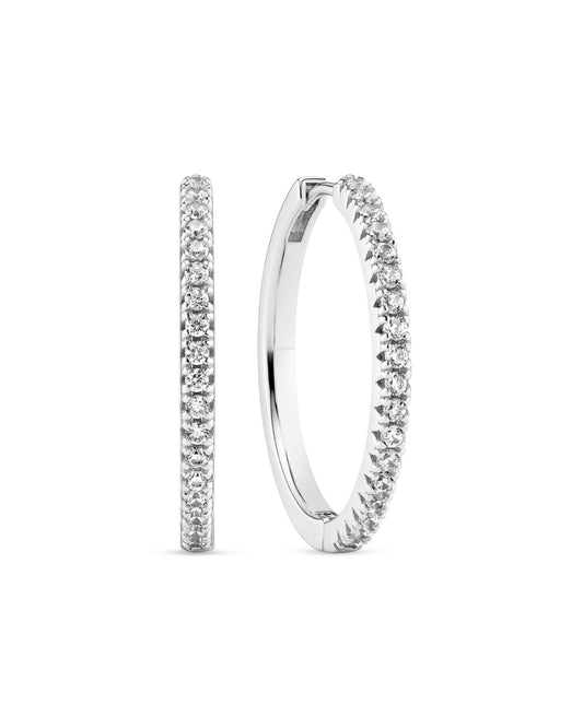ELLERA X-GRANDE Rhodium Plated Zirconia Hoop Earrings