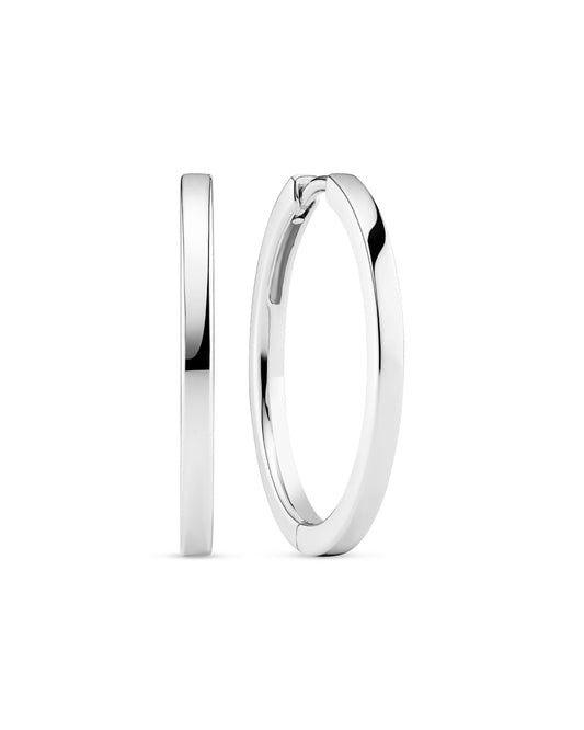 ELLERA PIANURA X-GRANDE Rhodium Plated Hoop Earrings
