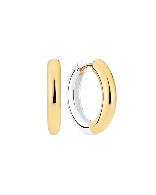 CARRARA PIANURA MEDIO Two-Tone Rhodium & 18K Gold Plated Hoop Earrings