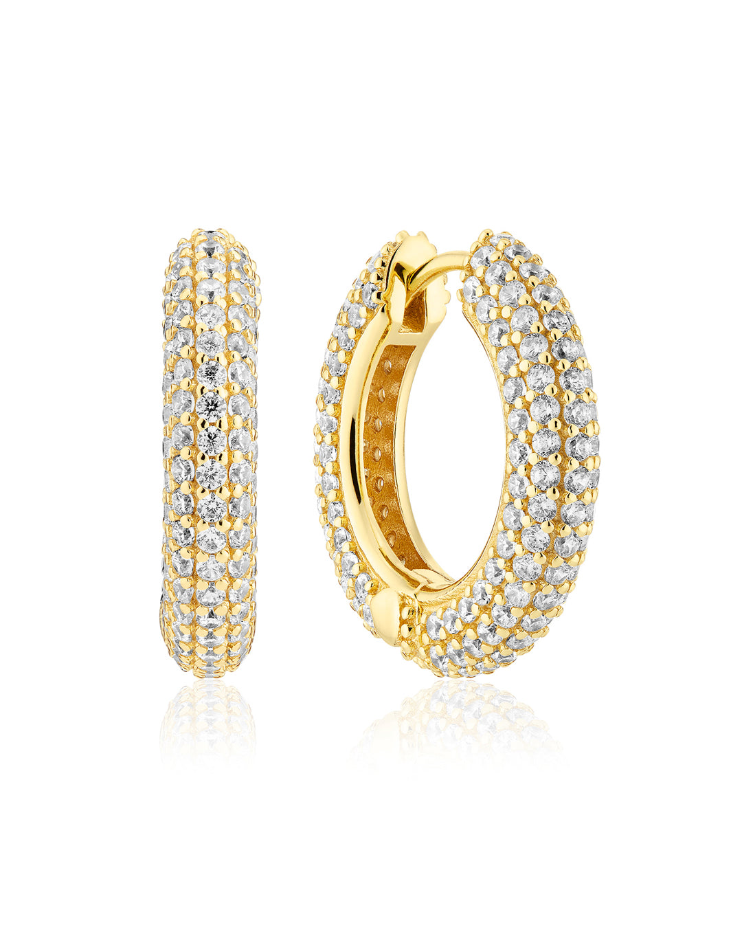 CARRARA MEDIO 18K Gold Plated Zirconia Hoop Earrings