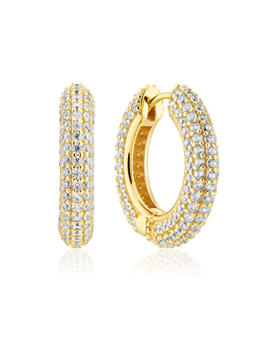 CARRARA MEDIO 18K Gold Plated Zirconia Hoop Earrings
