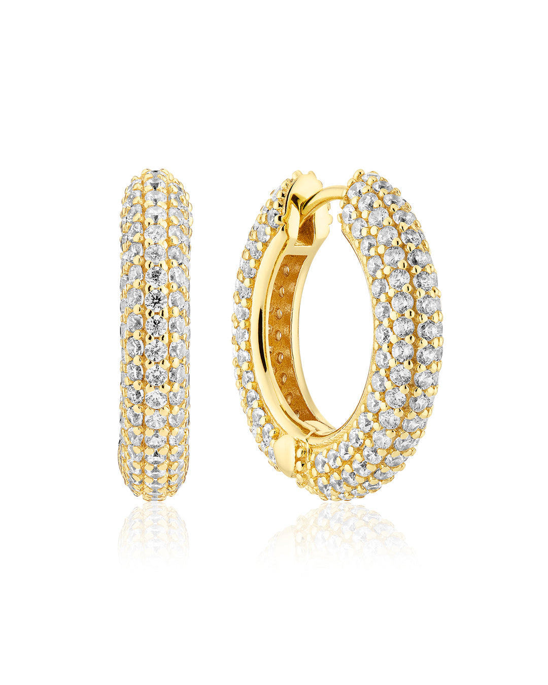 CARRARA MEDIO Rhodium Plated Zirconia Hoop Earrings