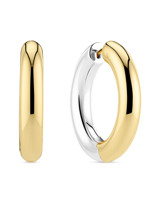 CARRARA PIANURA X-GRANDE Two-Tone Rhodium & 18K Gold Plated Hoop Earrings