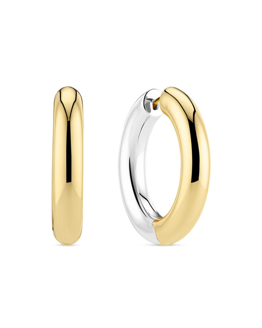 CARRARA PIANURA X-GRANDE Two-Tone Rhodium & 18K Gold Plated Hoop Earrings