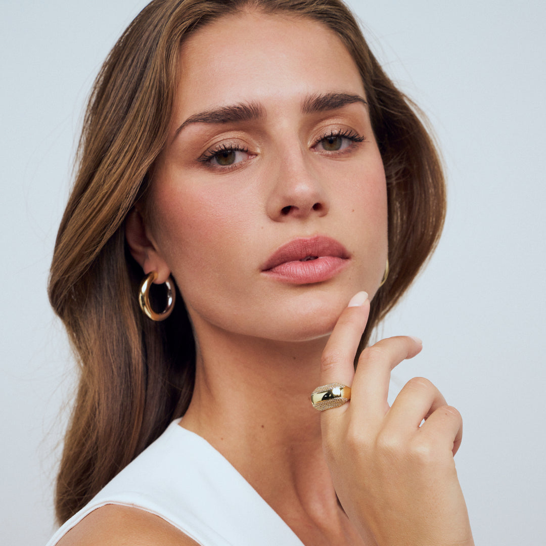 CARRARA PIANURA X-GRANDE Two-Tone Rhodium & 18K Gold Plated Hoop Earrings