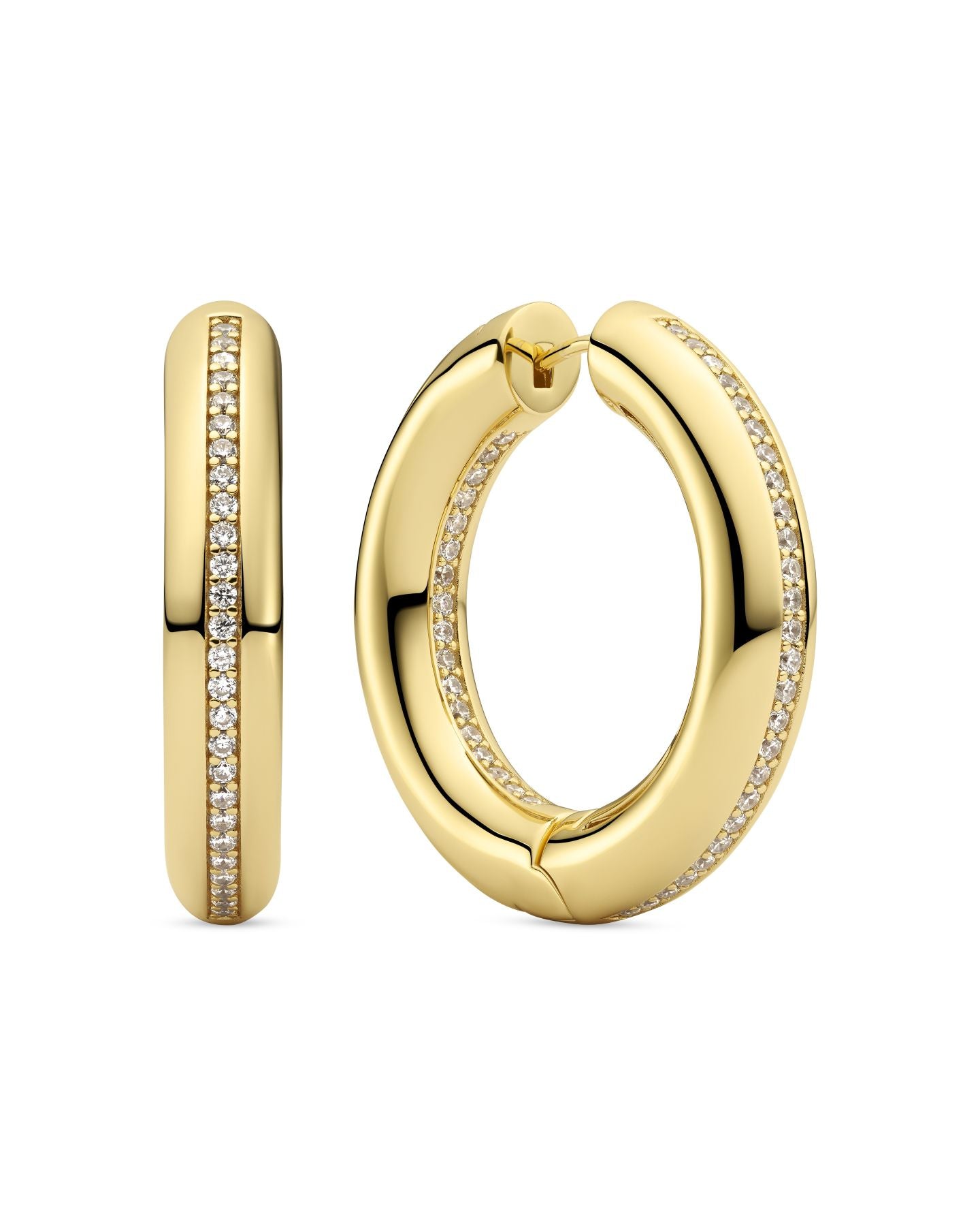 PALERMO MEDIO 18K Gold Plated Zirconia Hoop Earrings