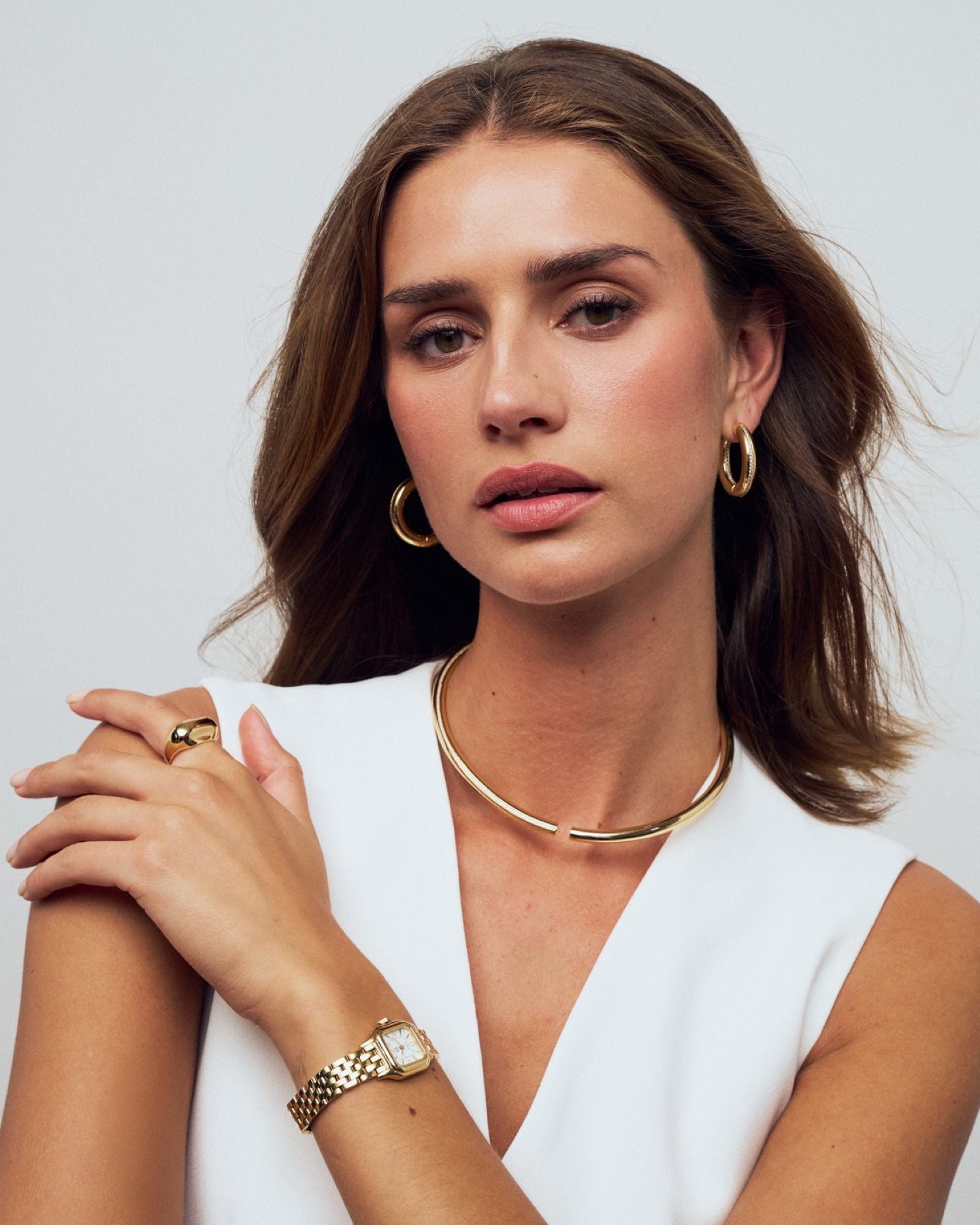 PALERMO MEDIO 18K Gold Plated Zirconia Hoop Earrings