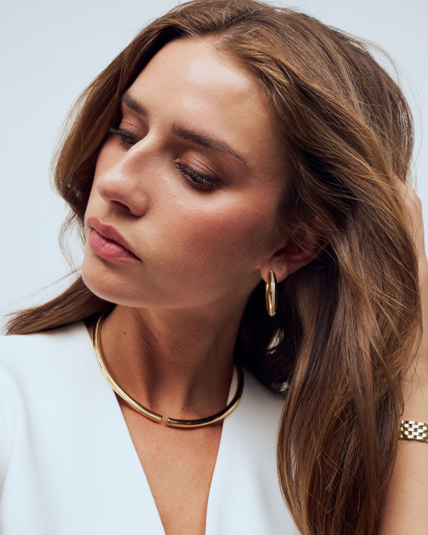 PALERMO MEDIO 18K Gold Plated Zirconia Hoop Earrings