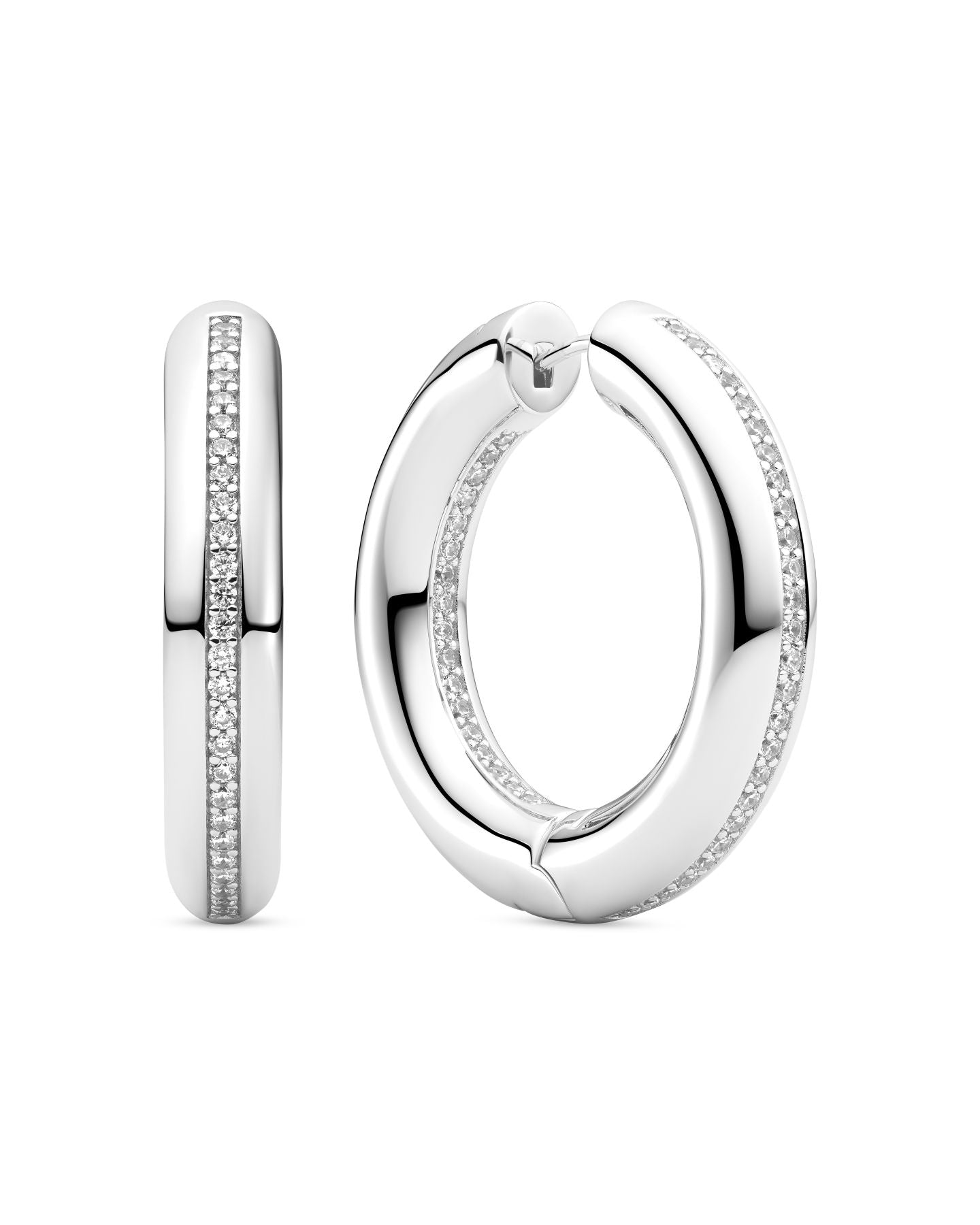 PALERMO MEDIO 18K Gold Plated Zirconia Hoop Earrings