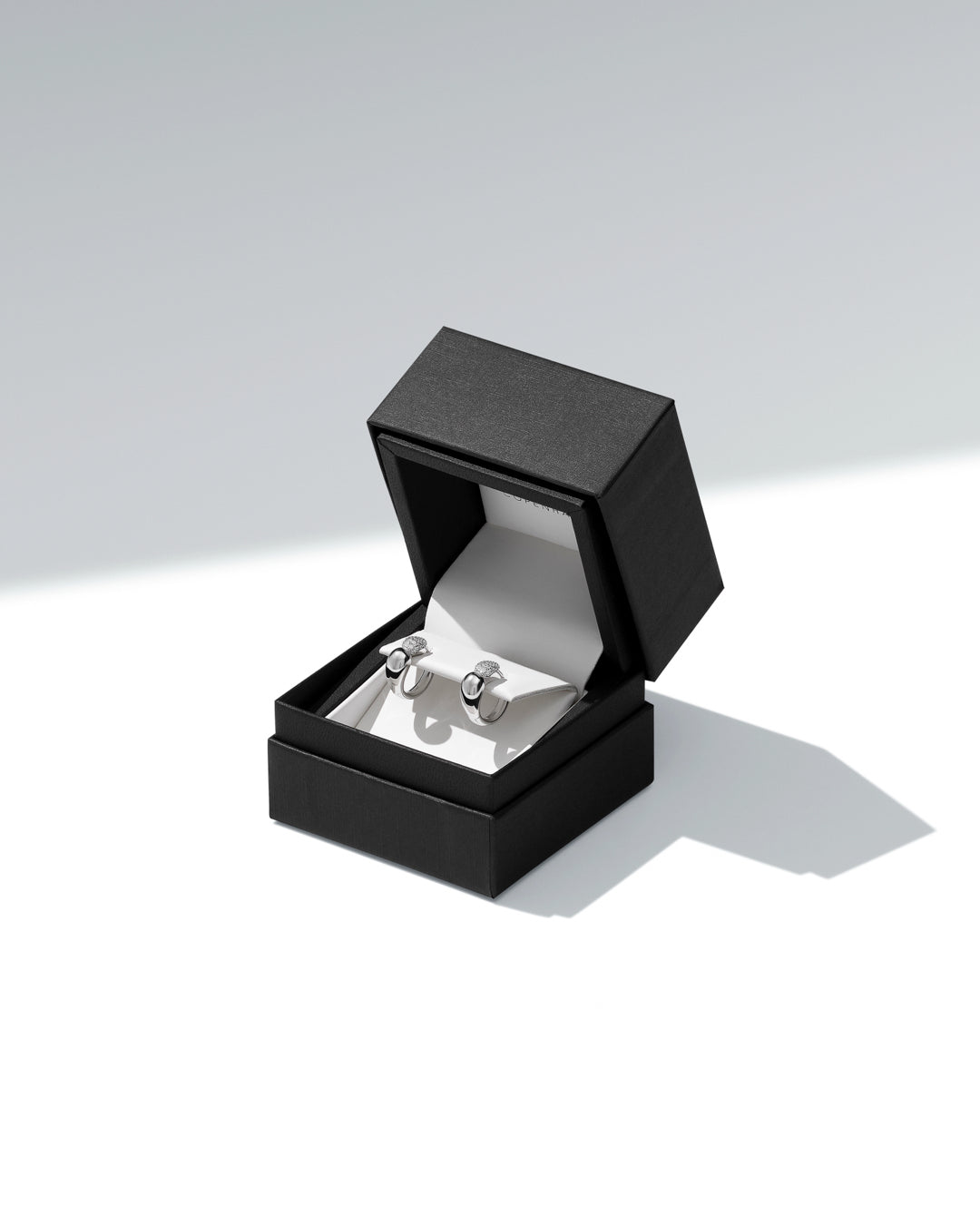 GOCCIA CREOLO PICCOLO Rhodium Plated Earrings with White Zirconia