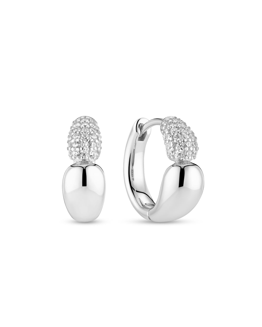 GOCCIA CREOLO PICCOLO Rhodium Plated Earrings with White Zirconia