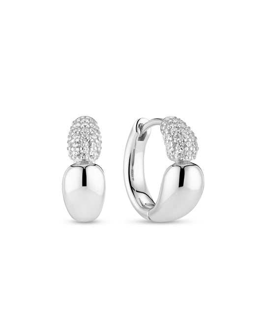 GOCCIA CREOLO PICCOLO Rhodium Plated Earrings with White Zirconia