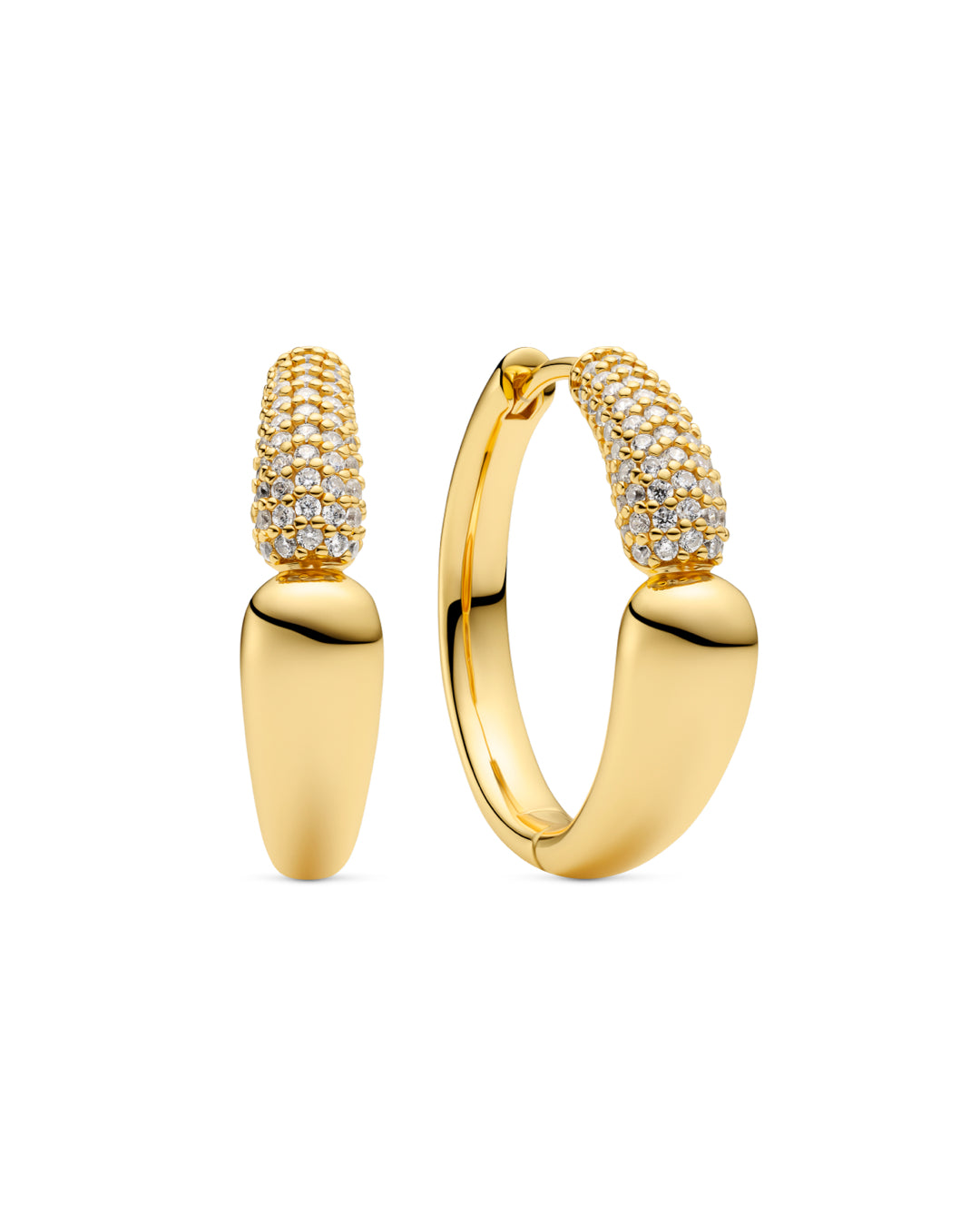 GOCCIA CREOLO GRANDE 18k Gold Plated Earrings with White Zirconia