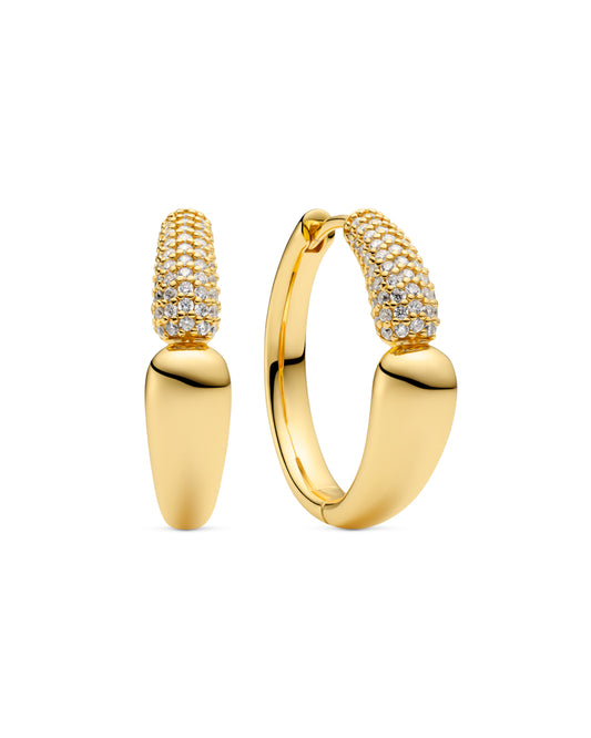 GOCCIA CREOLO GRANDE 18k Gold Plated Earrings with White Zirconia