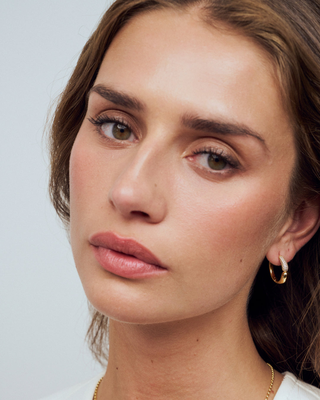 GOCCIA CREOLO GRANDE 18k Gold Plated Earrings with White Zirconia