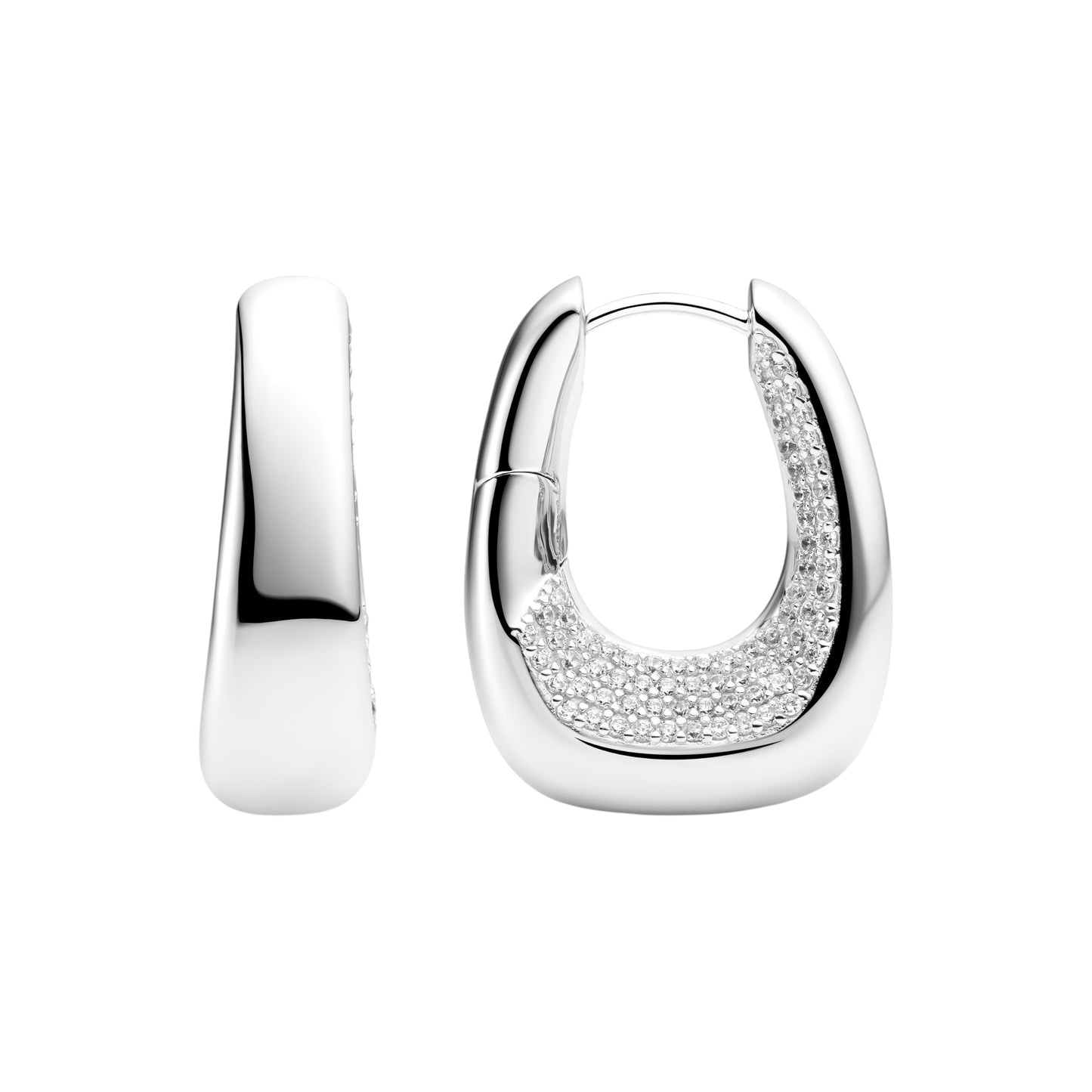 BORSA GRANDE Rhodium Plated Sterling Silver Earrings