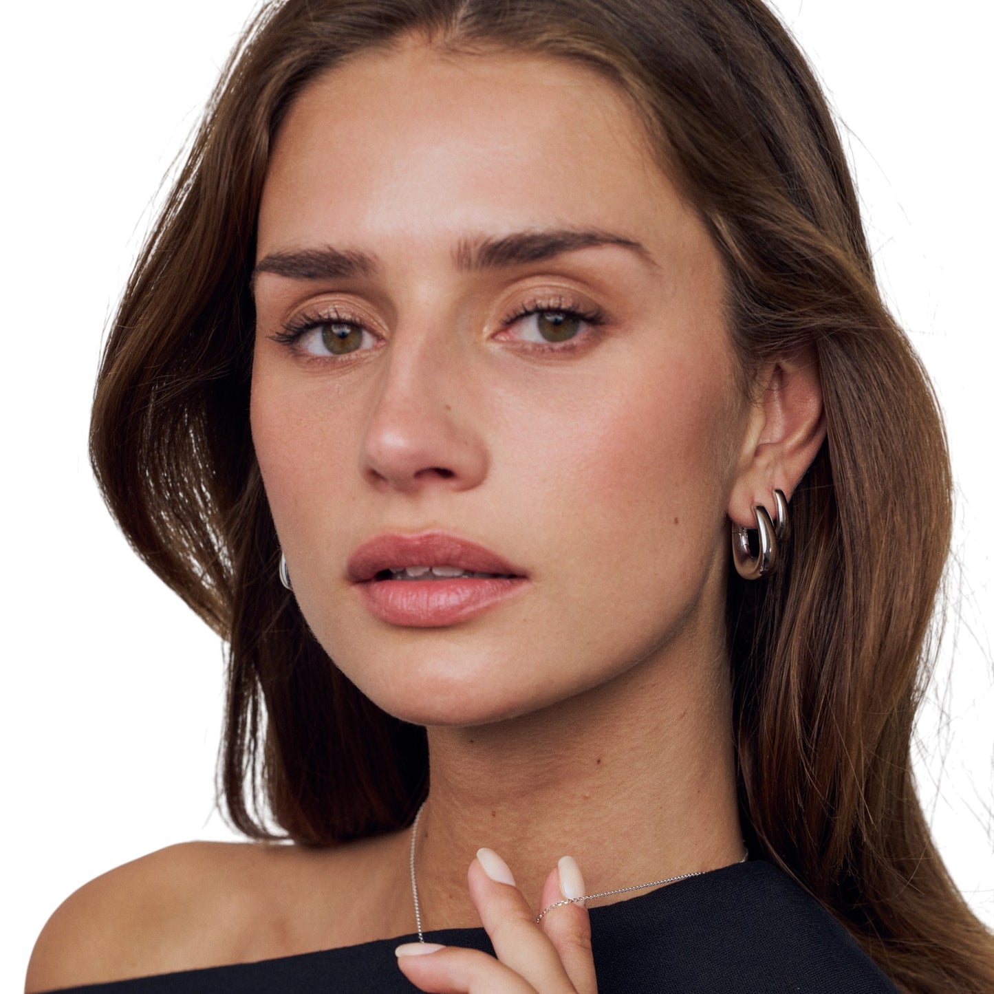 BORSA PIANURA GRANDE Rhodium Plated Sterling Silver Earrings
