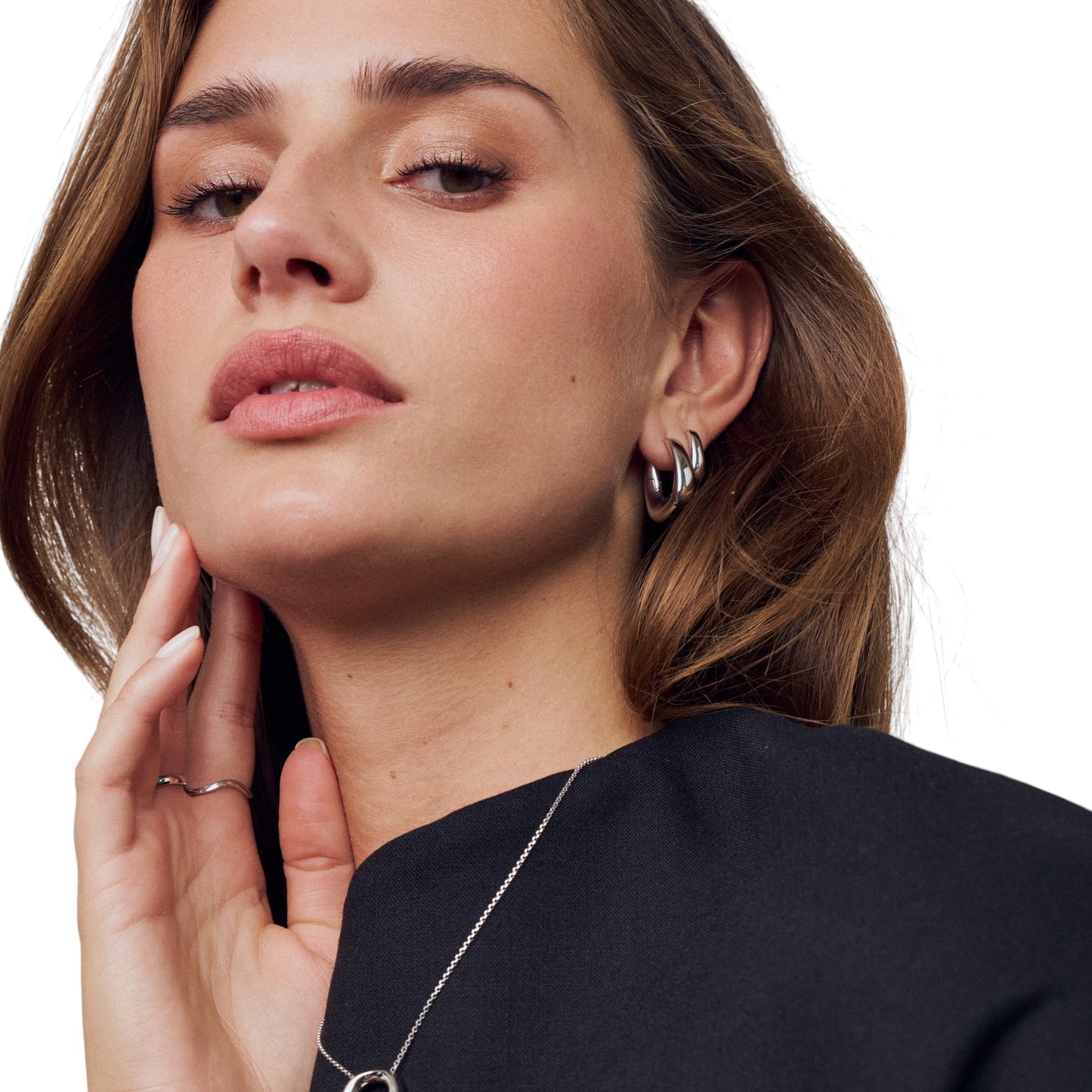 BORSA PIANURA GRANDE Rhodium Plated Sterling Silver Earrings