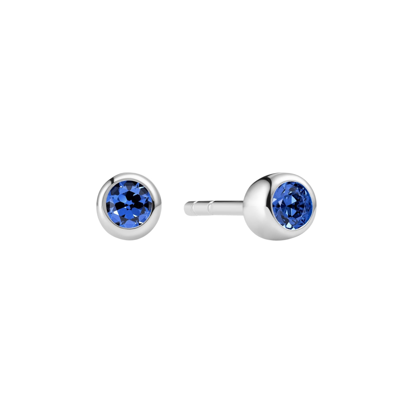 SARZANA UNO Rhodium Plated Sterling Silver EARRINGS with Blue zirconia