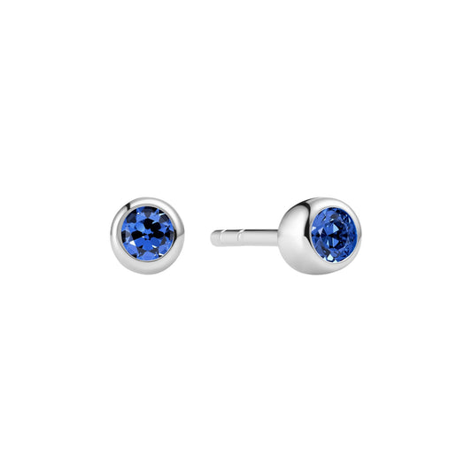 SARZANA UNO Rhodium Plated Sterling Silver EARRINGS with Blue zirconia