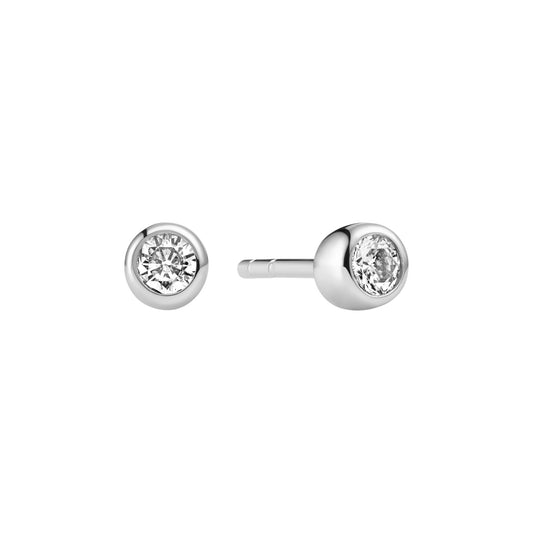 SARZANA UNO Rhodium Plated Sterling Silver EARRINGS with White zirconia