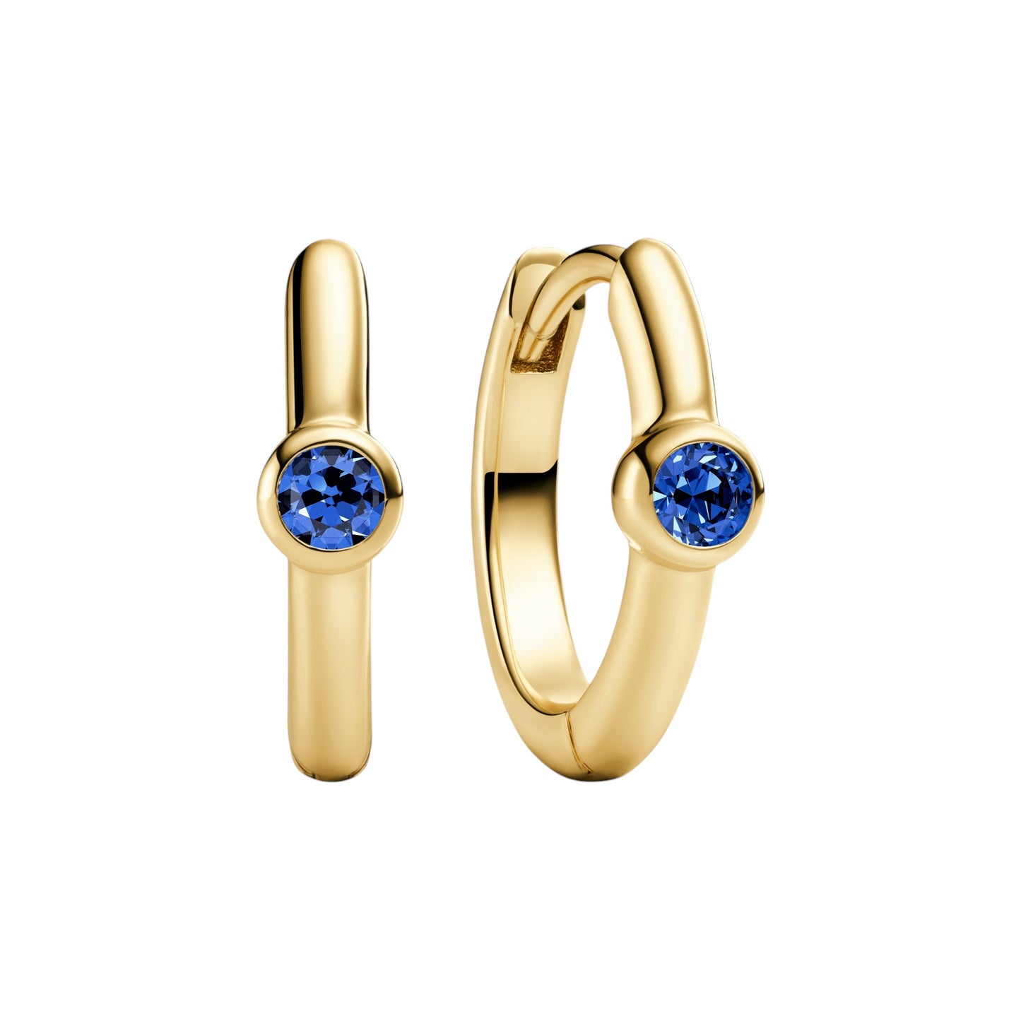 SARZANA UNO CREOLO 18k Gold Plated Sterling Silver EARRINGS with Blue zirconia