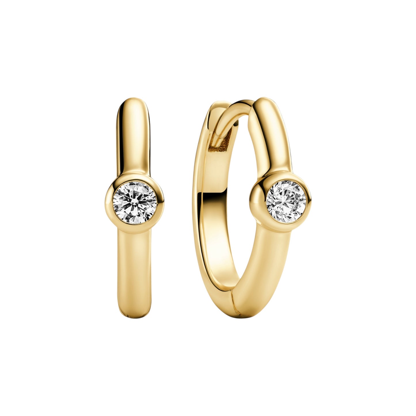 SARZANA UNO CREOLO Rhodium Plated Sterling Silver EARRINGS with White zirconia