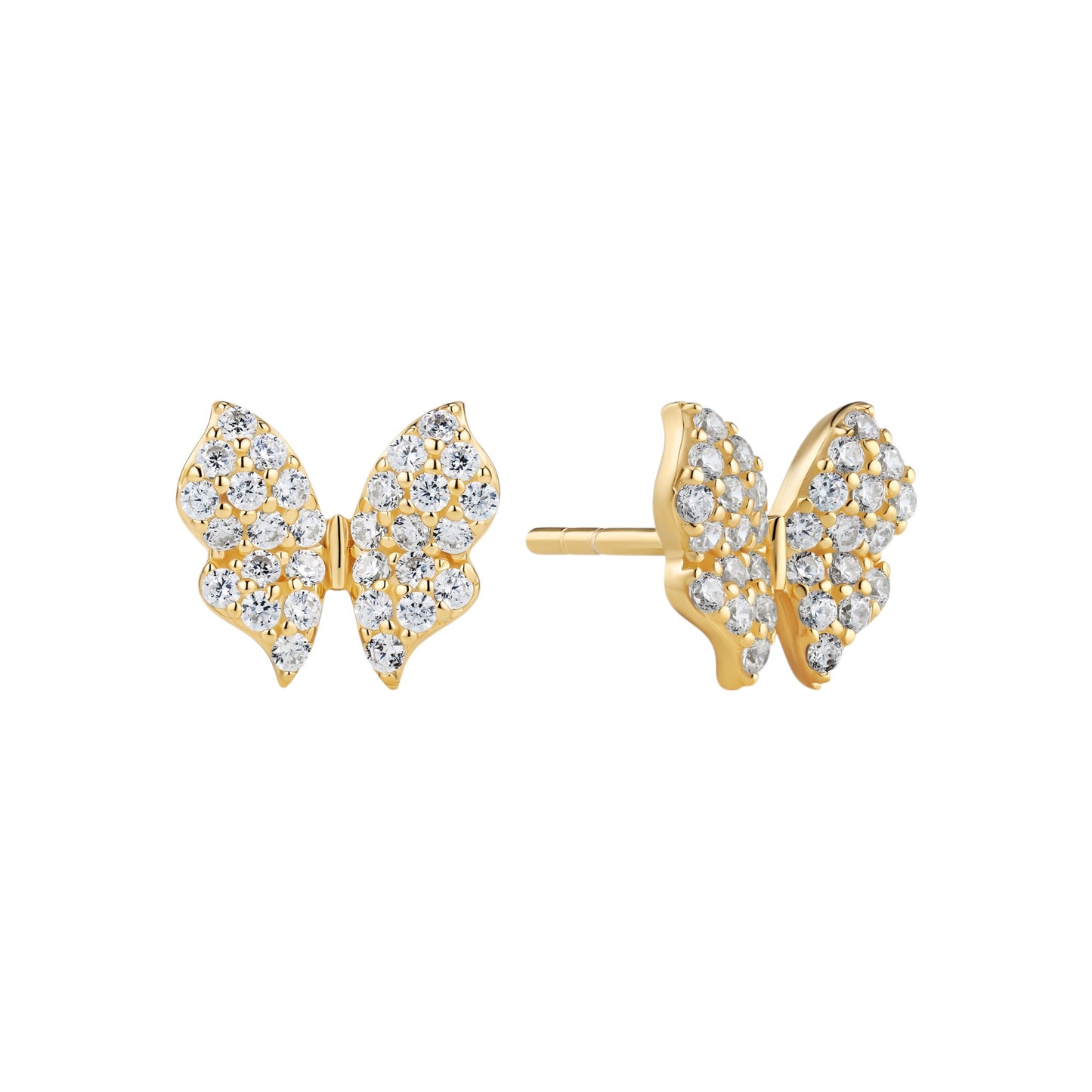 FARFALLA Rhodium Plated Sterling Silver EARRINGS with White zirconia