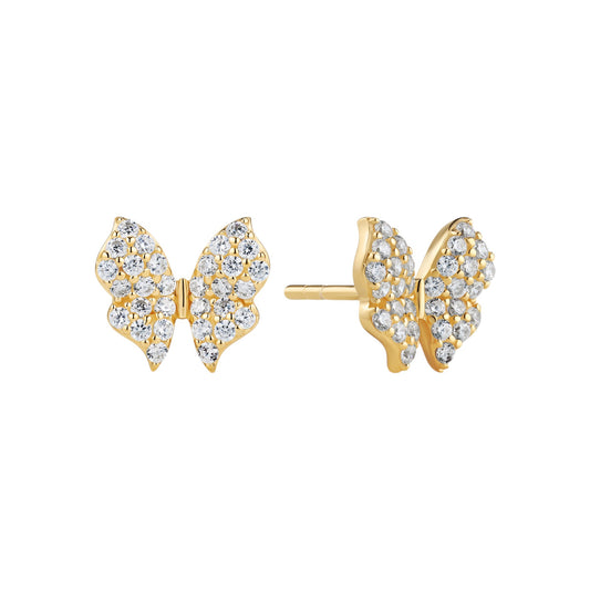 FARFALLA 18k gold plated Sterling Silver EARRINGS with White zirconia